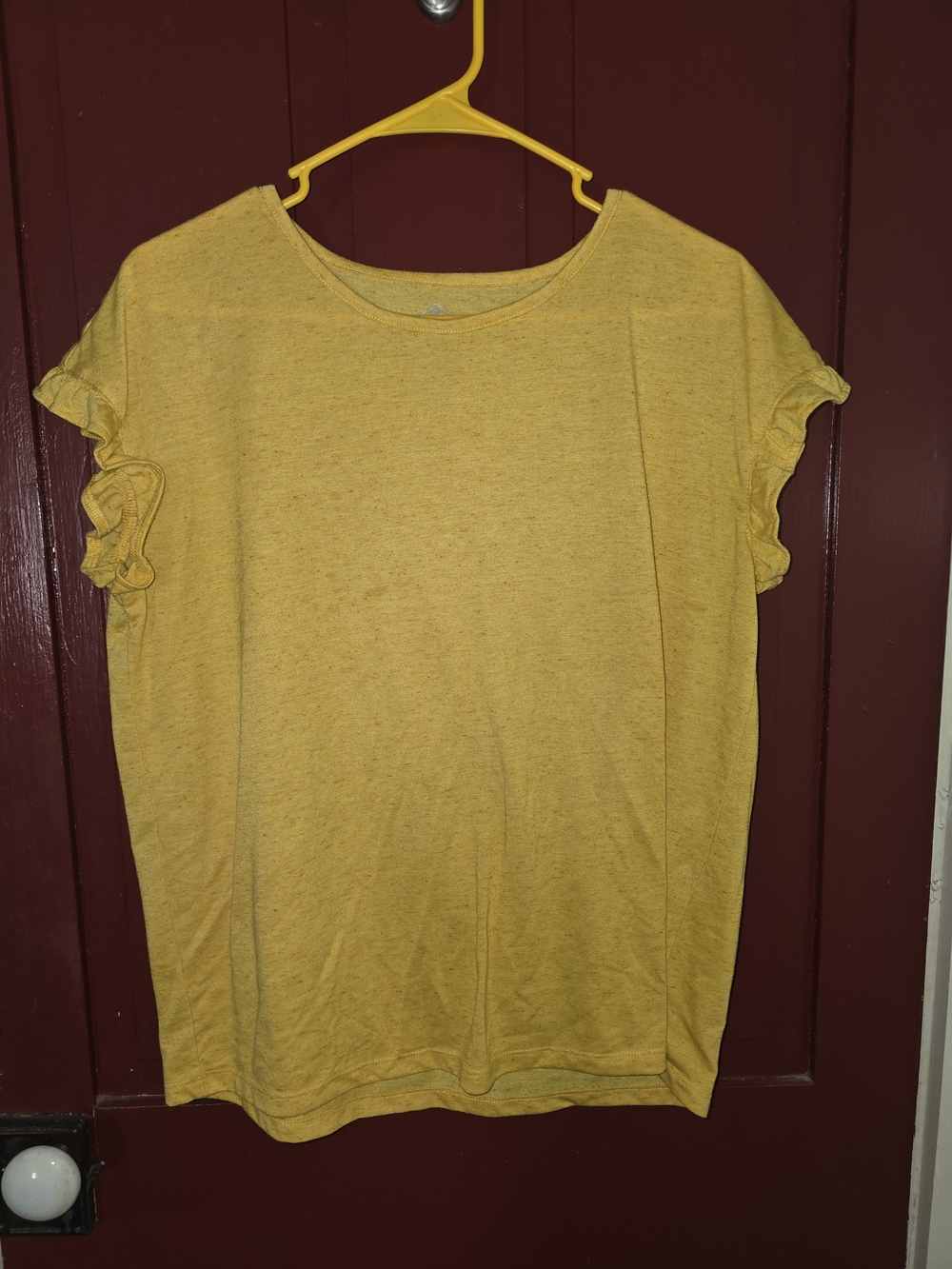 St. John's Bay Women's SIZE L Yellow Ruffle Sleeve Short-Sleeve Tee